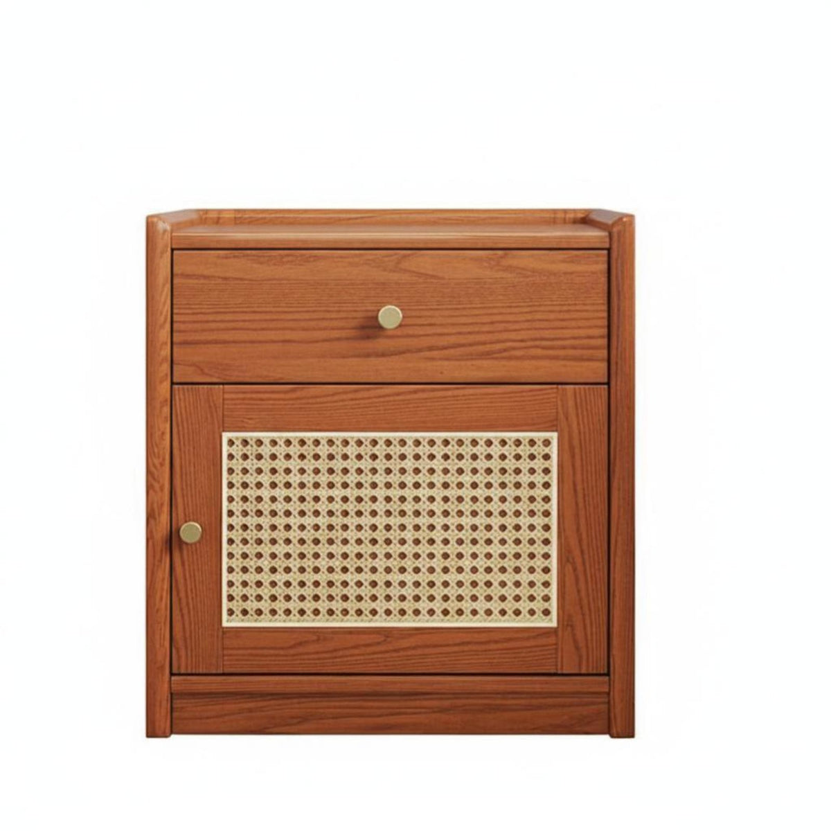 Nightstand with Safe Rattan Weave Design Nightstand with Drawers Multi-Functional Space-Saving Size for Apartment Dwellers