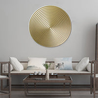 Round Metal Wall Decoration Large Circular Ribbed Wall Plaque Modern Style