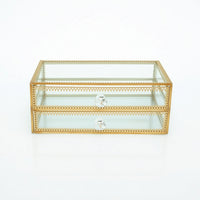 Vintage Jewelry Box with Drawers Transparent Glass Jewelry Box Compact Shockproof for Dresser