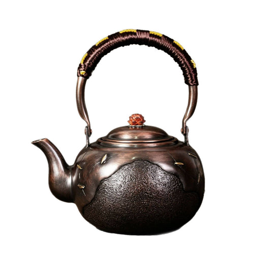 Copper Kettle Handmade Kettle with Wrapped Handle Dark Bronze for Tea Lovers, Collectors, Kitchen