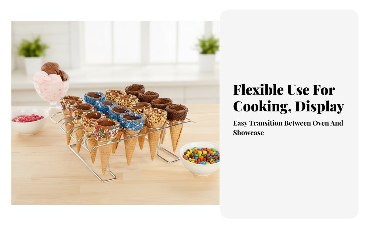 Foldable Cupcake Cone Rack 16-Slot Cone Rack Silver-Colored Cupcake Display Stand Compact Size