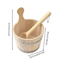 Sauna Bucket Sauna Tub Ladle Set Wooden Pail Metal Hoop Reinforcement Ergonomic Handle Convenient Storage Suitable for Home Sauna Wellness