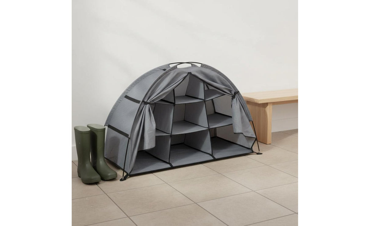 9 Gird Camping Organizer Large Capacity Foldable Camping Organizer Space Saving 9-Shelf Storage Tent for Campers