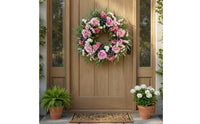 flower wreath Pink Rose and Blueberry Wreath Flower Garland for Wall Decor, Farmhouse, Wedding