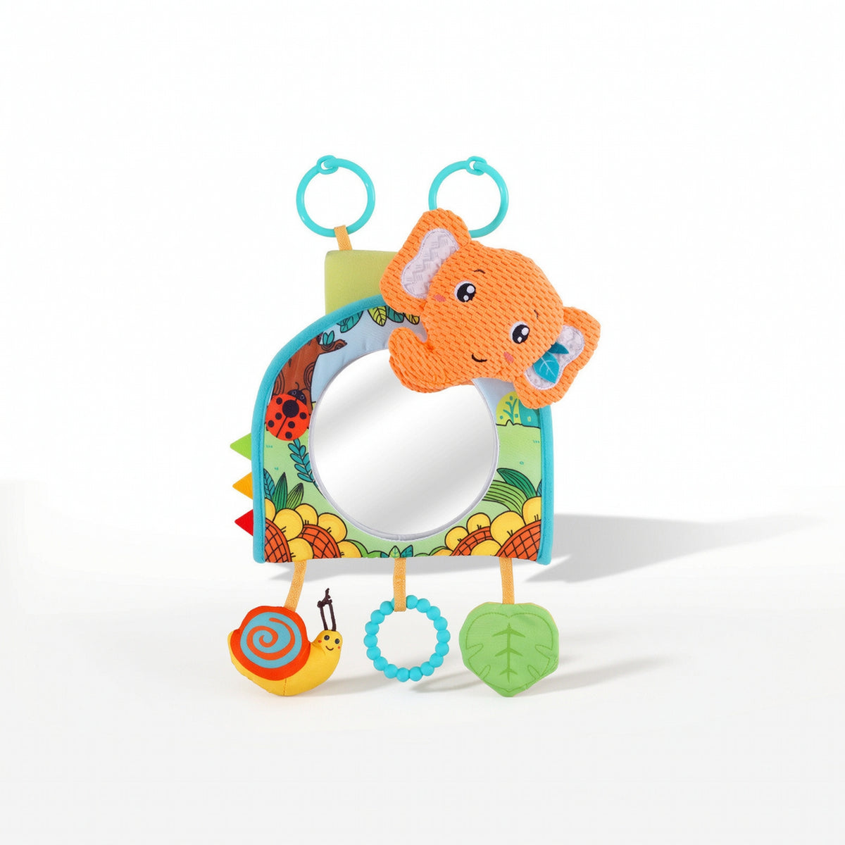 Sensory Car Seat Mirror with Toys Soft Baby Car Seat Mirror Colorful Interactive for Newborns
