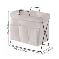 Standing Storage Basket Metal Stand Textile Organizer Basket for Bedroom
