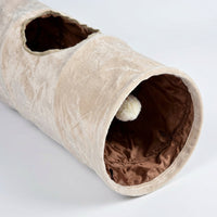 Foldable Cat Tunnel Bed with Soft Lining, Silent Rice White Cat Cave for Small Cats, 120cm Oxford Cloth Play Area with Hanging Attachment