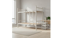 Metal Bunk Bed with Ladder Space-Saving Bunk Bed Frame Reinforced Furniture Modern for Children, Shared Room