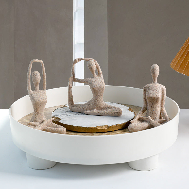 Luxury Yoga Dance Sports Figure Three-Piece Set Ornament for Bedroom, Living Room, Study, Hotel Decoration