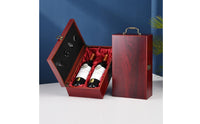 Wooden Wine Gift Box Double-Bottle Wine Box with Handle Elegant Portable for Gifting, Weddings, Anniversaries
