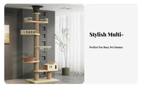 No-Drill Installation Floor-to-Ceiling Feline Climbing Structure Space-Saving Design Floor-to-Ceiling Feline Pole Multi-Level Platforms Pet Furniture Stable and Sturdy for Indoor Felines, Kittens, Indoors, Apartment, Small Homes, Living Room