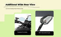 Folding motorcycle mirror, anti-glare