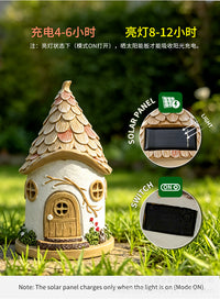 跨境房子树屋太阳能灯摆件 户外花仙子房子花园庭院草坪灯装饰品