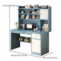 Kids Study Desk and Chair Set Student Writing Table Storage Hutch Sturdy Construction Wide Desktop Comfortable Workspace Rounded Corners Suitable for Home Learning Student Room