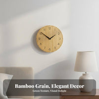 10 Inch Wood Grain Clock Non-Ticking Nordic Design Silent Clock Easy for Living Room, Bedroom, Kitchen