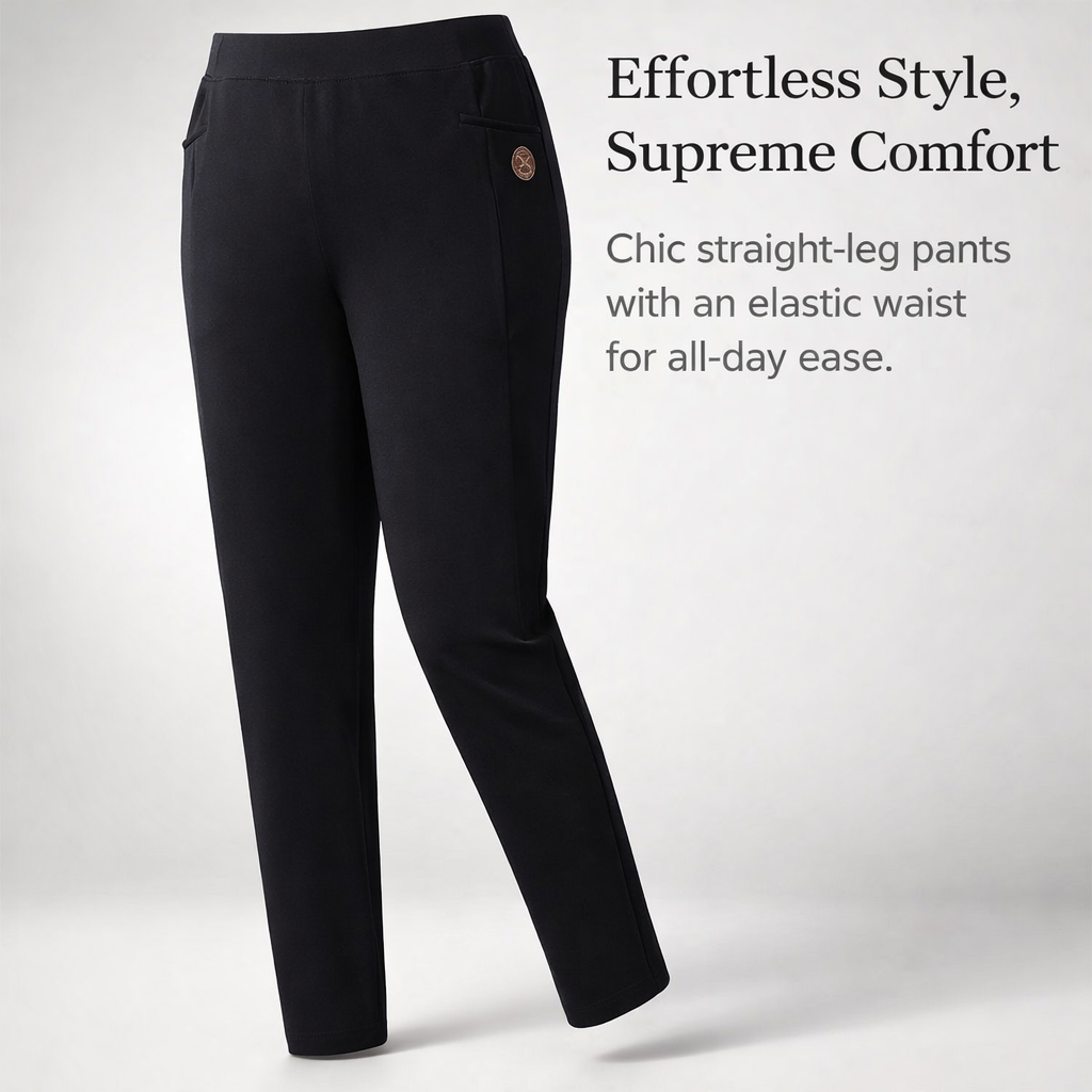 Ladies Trousers for Women UK with Elastic Waistband and Pockets, High Waisted for Office Wear, Plus Size up to 7XL