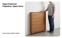 Footwear Storage Unit Space-saving Narrow Shoe Storage Cabinet with Solid Wood Frame Adjustable Drawers Tipping Mechanism Removable Partitions Suitable for Apartment Dwellers and Hallway Organization