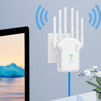 External Antennas 6-Antenna Repeater WPS Button Wall-Mounted Extender Compact Range Extender Rounded Body