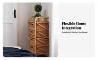 Wicker 4-Drawer Unit Japanese Design 4-Drawer Basket Stand Hand-Woven Easy Assembly for Parents, Bedroom