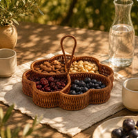 Four-Compartment Tray Decorative Rattan Storage Tray Easy to Organize