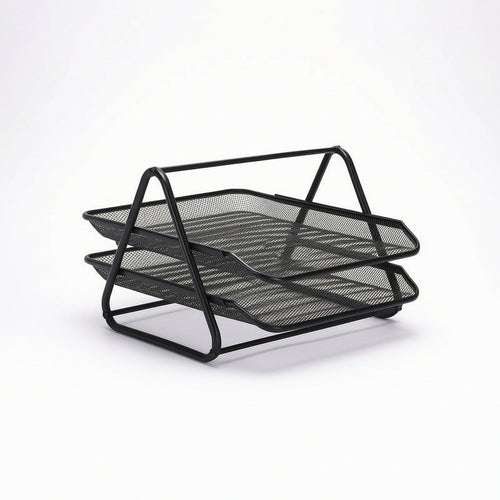 Desk Organizer with Two Tiers Sleek Wire Mesh Paper Tray Functional for Students