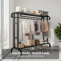 Large Capacity Mobile Wardrobe Rack Easy Assembly Rolling Garment Rack Rust-Resistant Freestanding Clothes Organizer for Homeowners, Boutique Owners, Balcony, Laundry Room, Entryway, Walk-in Closet
