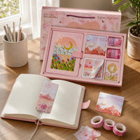 Children's Day Oil Painting Notebook Gift Set for Students, Aesthetic Diary with Stationery Tools and Tapes