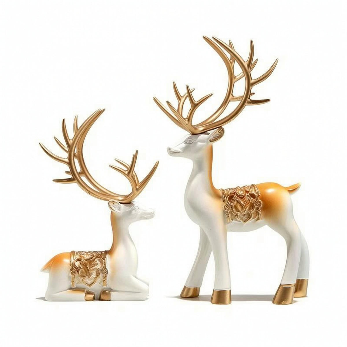 Deer Figurines with Antlers Sculpted Deer Figurines Elegant for Shelf