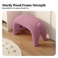 petShaped Ottoman Sturdy Wooden Legs petShaped Pouf Fuzzy Texture Low Stool for Parents, Pet Owners, Entryway, Living Room, Playroom