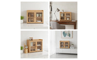 Bamboo Cabinet with Shelf Two-Tier Cupboard Space-Saving for Apartment, Renters