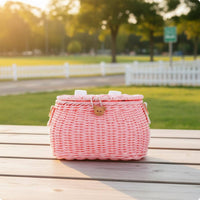Rattan Basket Backpack Multi-Use Woven Kids Backpack Multifunctional for Scooter