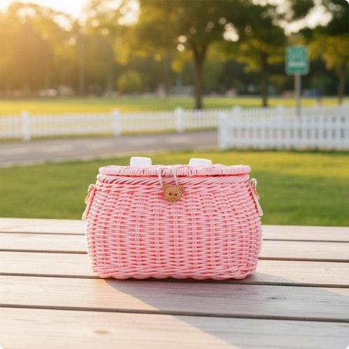 Rattan Basket Backpack Multi-Use Woven Kids Backpack Multifunctional for Scooter