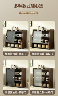 4-Tier Bamboo Cup Storage Rack with Wheels