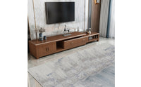 Modern Extendable TV Stand Space Saving Low-Silhouette Media Console Spacious Solid Wood TV Cabinet Sturdy for Apartment Dwellers, Living Room