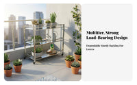 Multi-Tier Rolling Plant Shelf With Wheels Multi-Tier Rolling Trolley Sturdy Duty Raised Edges for Gardeners, Balcony, Indoor