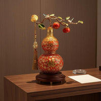 Double Gourd Ornament Raised Designs Chinese Gourd Decor Feng Shui Decorative Item