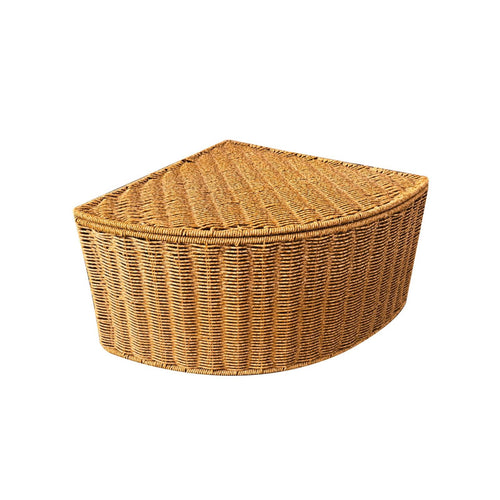 Corner Storage Basket with Lid Natural-Fiber Wicker Corner Hamper for Corners