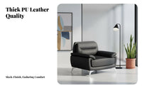 Modern Design 3-Seater Office Couch Minimalist Design 3Piece Black Lounge Set Professional Look Reception Seating Thick Cushions for Guests, Clients, Business Owners, Lobby