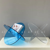 现代简约蓝色行星亚克力书架北欧轻奢氛围感置物架杂志架装饰摆件