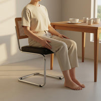 Woven Backrest Rattan Dining Chair Retro Design Vintage Dining Chair Sturdy Home Furniture