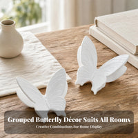 2 Pieces Butterfly Plaster Piece White Wall Decor Easy to Paint