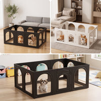 10 Pieces Interlocking Modular Pet Fence Stable Dog Playpen with Door Secure Pet Playpen with Door Portable for Small Dogs, Young Dogs, Rabbits, Living Room, Apartments