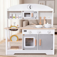 Wooden Play Kitchen Child-Friendly Kitchen Pretend Play Set with Oven for Kids, Children, Playroom, Daycare, Bedroom