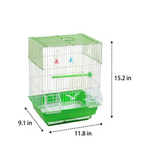 Small Bird Cage for Budgie and Finch Cage, Rectangular Bird Cage with Removable Tray, 2 Feeders and Perch for Parakeets Lovebirds, Small Size