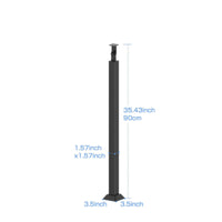 2 Pieces Square Tube Railing Post 90 Cm Stair Railing Post Black for Stairs