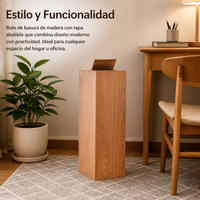 Wooden Trash Can for Bathroom, Slim Bin with Lid, 6L, 65cm, for Home and Office