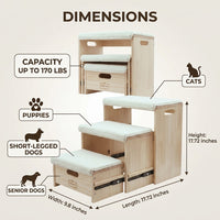 Dog Steps for Small with Adjustable Height for Cars and Sofas, Portable Wooden Pet Ramp for Home Use, Foldable Design for Easy Storage