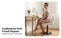 Round plush Stool rotate Function Makeup Chair Easy Assembly for Walk-in Closet