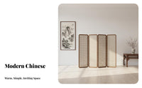 Chinese design Design Folding Woven Panel Screen Movable Freestanding Panel Divider sturdy Wood Frame Space Management Item Portable for Office Workers, Homeowners, Students, Entrydirection, Bedroom, Studio Apartment