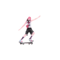 3D Printed 1/64 Scale Skateboarder Girl Highly Detailed Miniature Skater Girl Figurine Hand Painted for Model Car Collectors, Hobbyists, Desktop Decoration